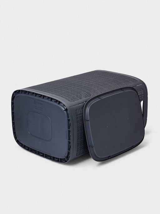 Плетёная корзина для белья с крышкой "Лён" 75л 43×32×60см, цвет графит