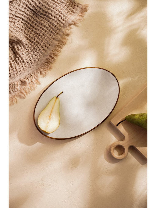 Блюдо SL Home «Волна в камне», 30.5×20 см, фарфор, белое