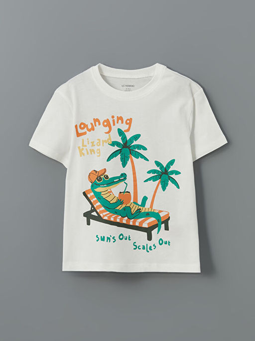 Bisiklet Yaka Timsah Bask?l? Erkek ?ocuk Ti??rt