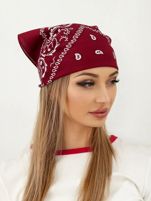 Легкий платок-бандана, цвет бордо - Greta фото 2