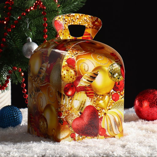 Цена за 5 шт. Подарочная коробка Золотые шары, 15 х 15 х 19 см - Simaland фото 2