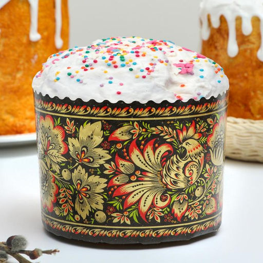 Цена за 1400 шт. Форма для выпечки кулича бумажная Деко-про «Хохлома», одноразовая, 13.4×10 см, МИКС