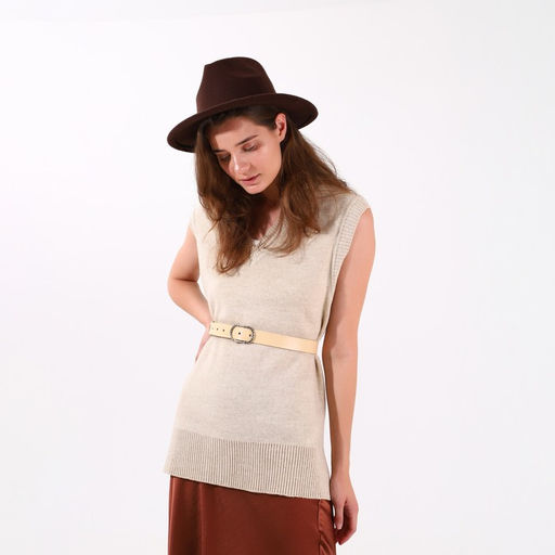 Ремень женский, ширина 3,5 см, винт, пряжка металл, цвет светло-бежевый - Simaland фото 3