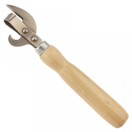 Консервовскрыватель с деревянной лакированной ручкой с заклепками 16см (Россия)
