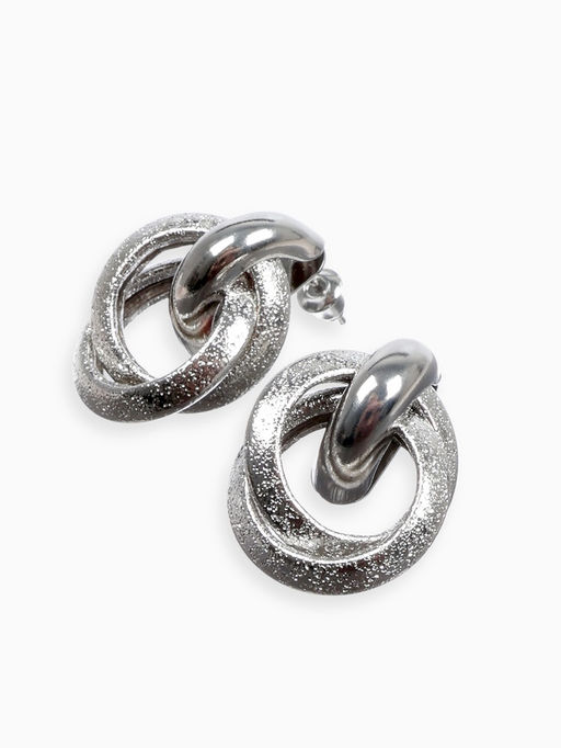 Серьги металл Фьюче круги плетения, цвет серебро