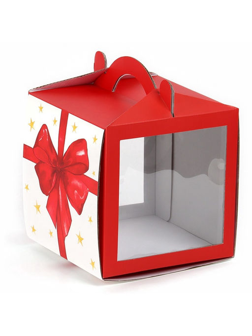 Цена за 5 шт. Коробка кондитерская с окном, сундук, «Бант», 20×20×20 см