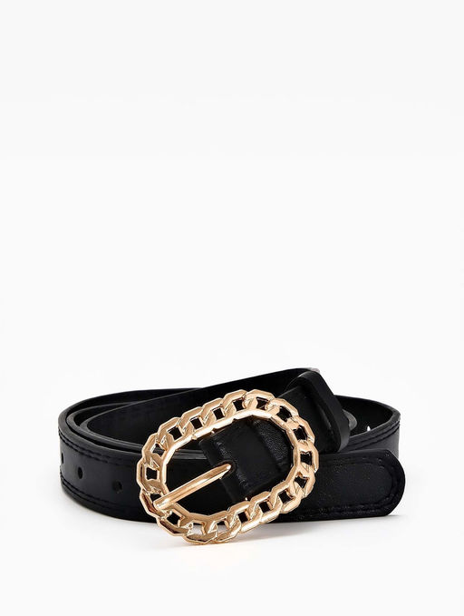 Ремень женский «Кружево», 110×2.5 см, пряжка металл, золотистая, чёрный