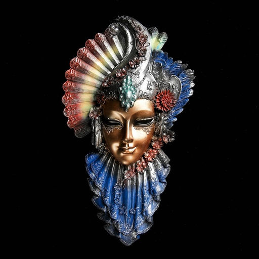 Венецианская маска «Рубин», панно, настенный декор, золото, 32 см, МИКС