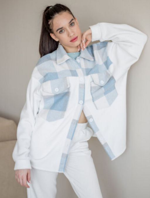 513 Рубашка клетка, флис/голубая клетка - Knitka wear фото 11