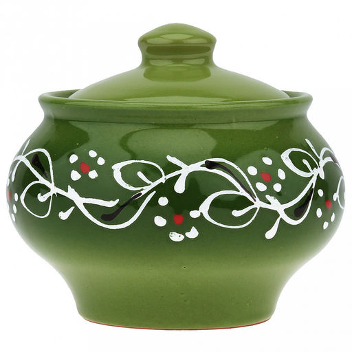 Горшок для жаркого керамический "Русский" 0,33л, д11,2см, h9,5см, "Ритм", с крышкой (Россия)