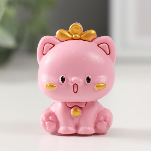 Цена за 4 шт. Фигурка полистоун «Кошечка с золотым колокольчиком», 2×3×5 см, МИКС