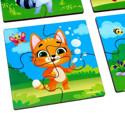 Пазл 4 в 1, 10х10 см - Лесная мастерская фото 6