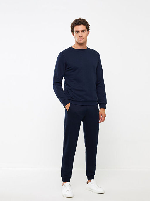 Bisiklet Yaka Uzun Kollu Erkek Kal?n Sweatshirt