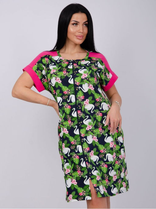 Халат "Анастасия" лебеди, трикотаж