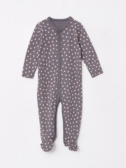 V Yaka Uzun Kollu Bask?l? K?z Bebek Tulum 2li - Waikiki фото 2