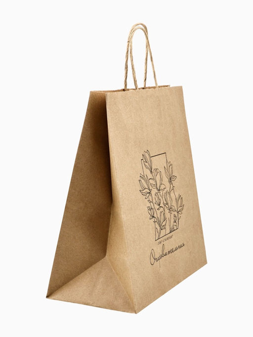 Цена за 10 шт. Пакет подарочный крафтовый Цветочный 22?25?12 см