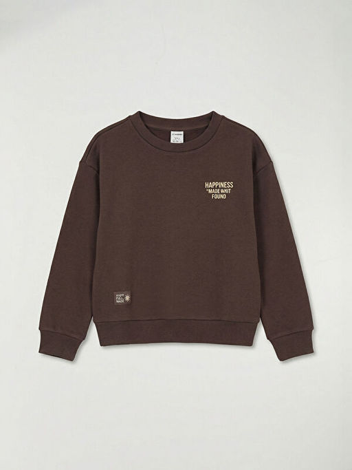 Bisiklet Yaka K?z ?ocuk Kal?n Sweatshirt ve E?ofman Alt?