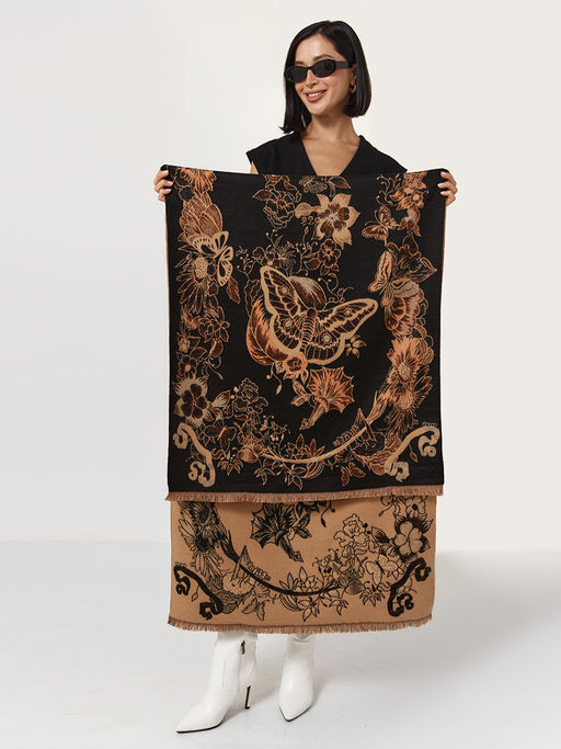 в составе ШЕРСТЬ и кашемир Большой, мягкий, теплый двусторонний палантин. - Tantino фото 11