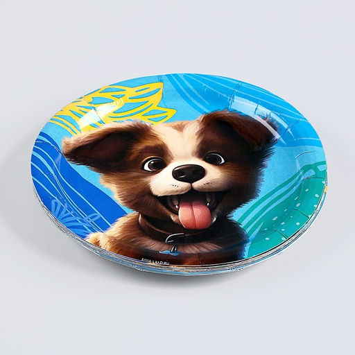 Цена за 10 шт. Тарелка бумажная Щенок, 18 см - Страна карнавалия фото 3