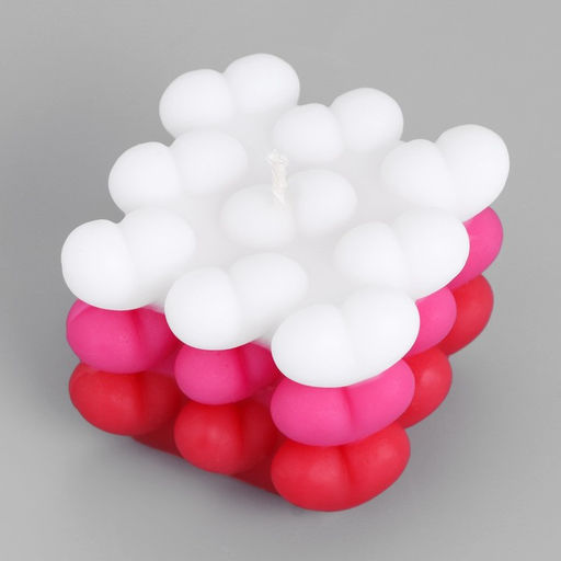 Свеча декоративная Бабл Сердце, 6 см, бело-розовая - Дарим красиво фото 3