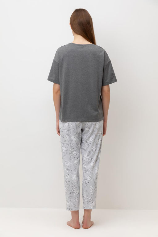 Е 20053/24/серый,нежные цветы пижама жен