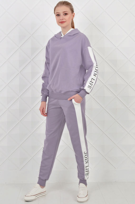 Арт. 2355 Костюм с брюками женский 44-52 (5 шт) Цвет:верх- лила, белый, низ- лила, белый - Калинка фото 8