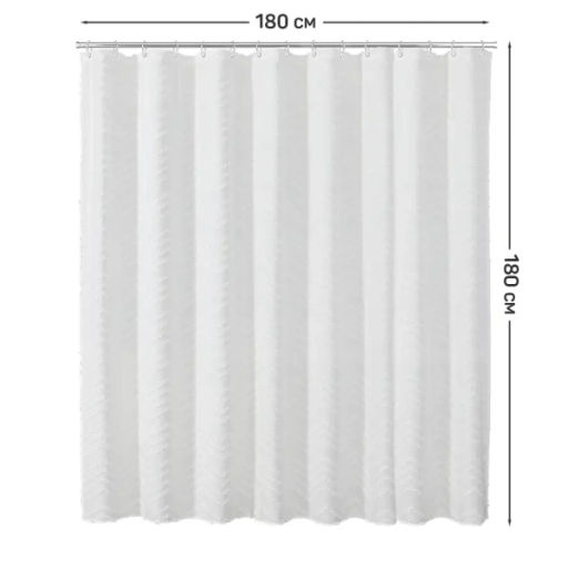VAL NC-2-SC-1818 Штора для ванной комнаты, полиэстер, 180*180 см, фактурн., белый, BOTANIC FACTURE, шт