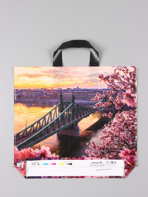 Цена за 50 шт. Пакет "Дунай", полиэтиленовый с петлевой ручкой, 38 х 34 + 3 см, 70 мкм