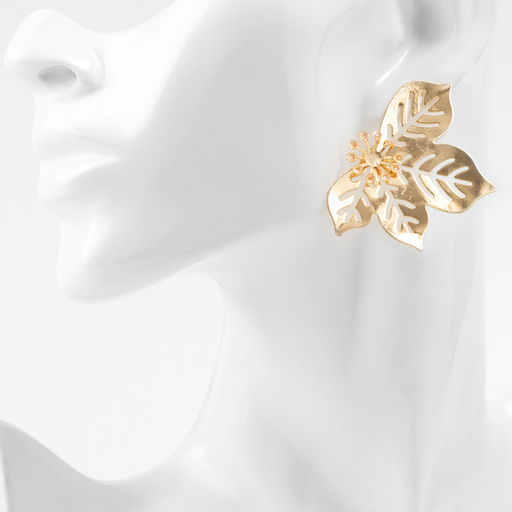 Серьги металл Стиль лист, клён, цвет золото - Qf фото 3