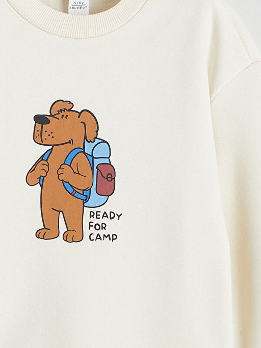 Bask?l? Erkek ?ocuk Kal?n Sweatshirt