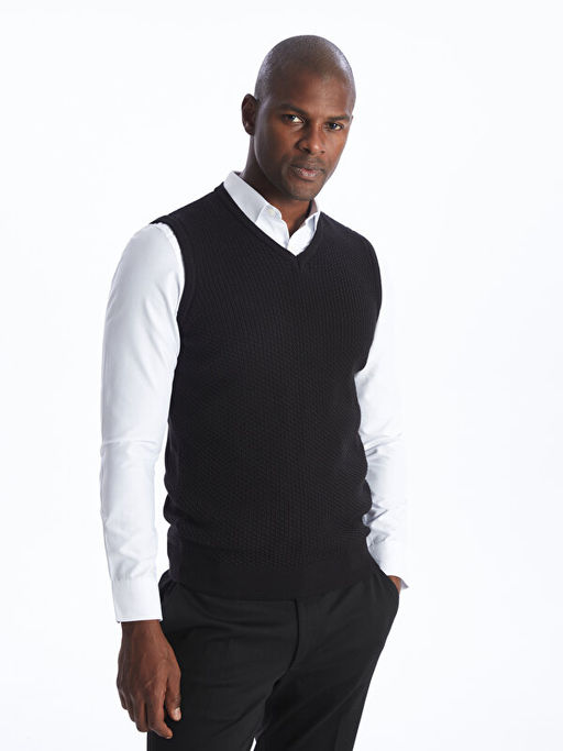 Standart Kal?p V Yaka Erkek Triko S?veter