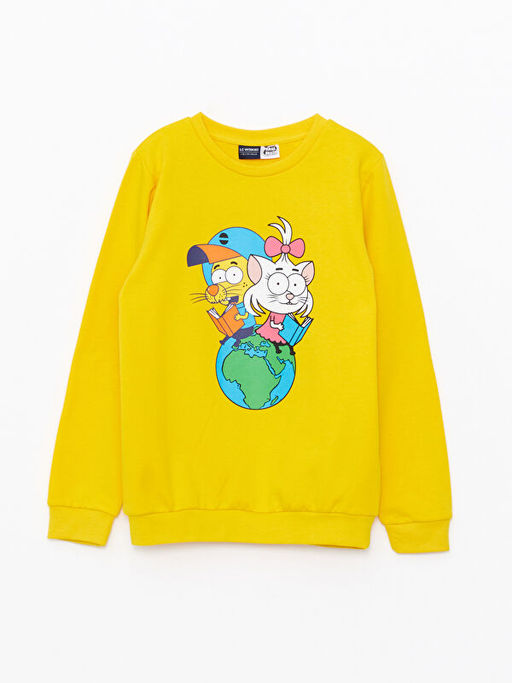 Bisiklet Yaka Kral ?akir Bask?l? Uzun Kollu Erkek ?ocuk Sweatshirt ve Pantolon - Waikiki фото 2