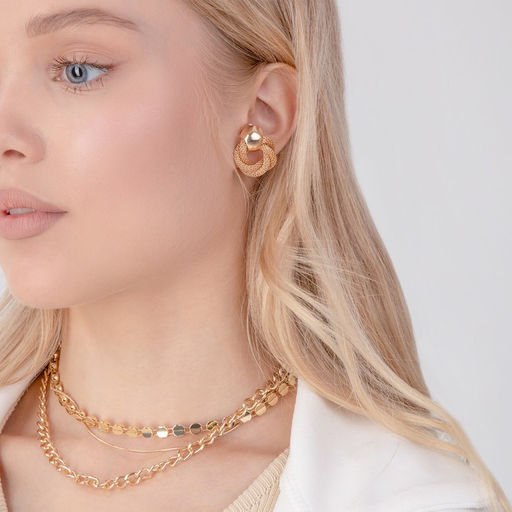 Серьги металл Круги переплетение, цвет золото - Qf фото 3