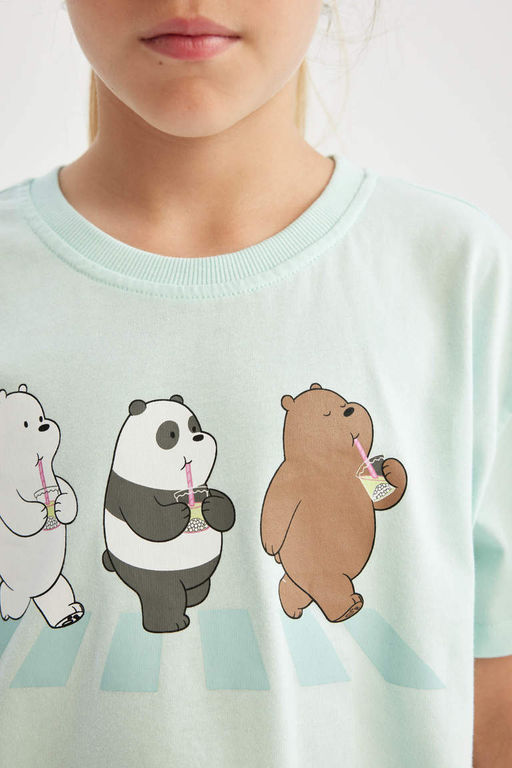 Футболка We Bare Bears с круглым вырезом и короткими рукавами для девочек - Defacto фото 4
