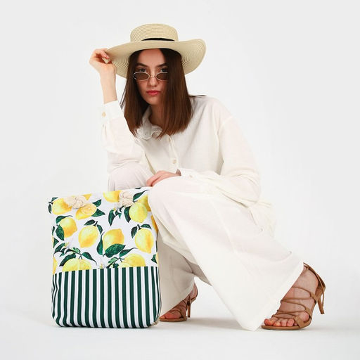 Сумка пляжная на молнии, цвет белый/жёлтый - Nazamok фото 19