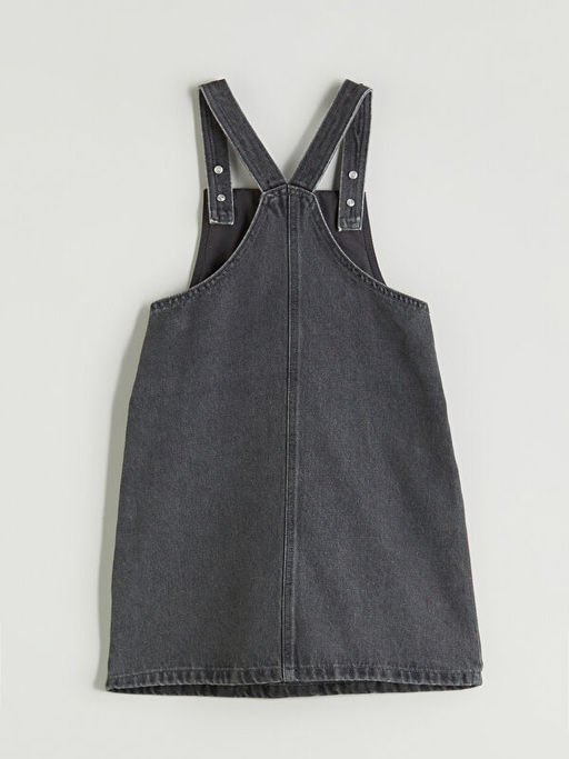 Kare Yaka Kuromi Bask?l? K?z ?ocuk Jean Elbise