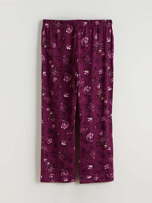 Beli Lastikli ?i?ekli Kad?n Pijama Alt