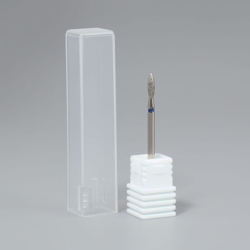 Фреза алмазная для маникюра «Пламя», средняя зернистость, 2.5×10 мм, в пластиковом футляре