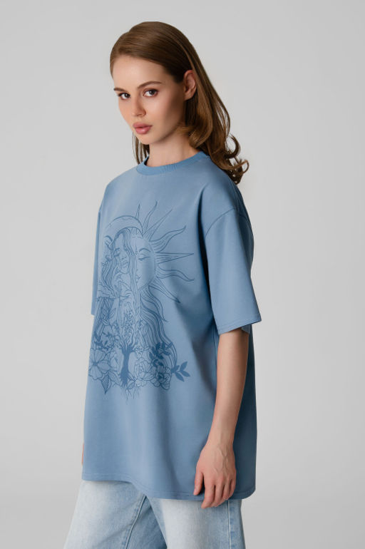 Арт. 3187 Футболка женская оверсайз 42-48 (4 шт) Цвет:серо-голубой - Калинка фото 13
