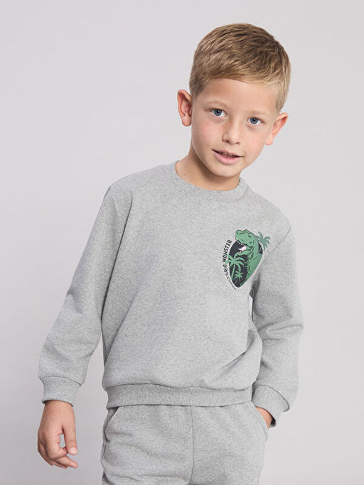 Bask?l? Erkek ?ocuk Sweatshirt ve E?ofman Alt?