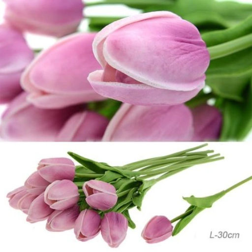 Цветок искусственный Тюльпан 30 см розово-фиолетовые / 1205 /уп 10/200/1200/ латэкс - Галеонтрейд фото 3