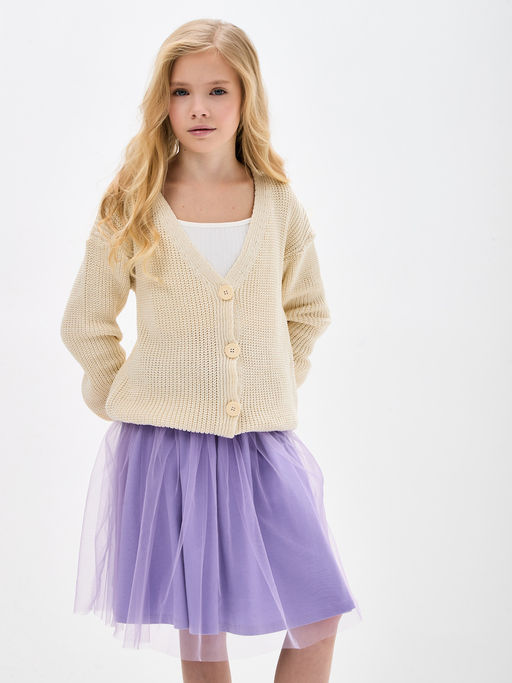 Молочный вязаный кардиган для девочки - Kogankids фото 12