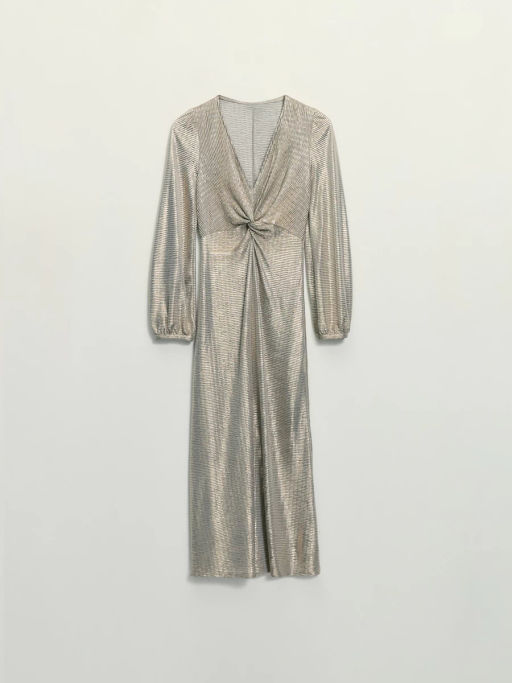 Платье из блестящей ткани с разрезом / Zarina