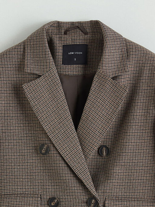 Kazaya?? Desenli Crop Kad?n Blazer Ceket