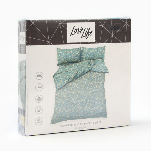Постельное бельё LoveLife 2сп Желуди 175х215см, 200х225см, 50х70см-2шт, хлопок, сатин, 125г/м  фото 5