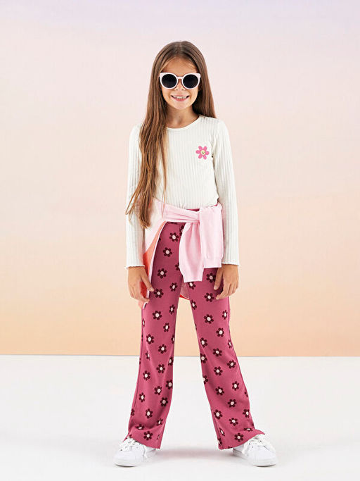 Bisiklet Yaka Nak??l? Uzun Kollu K?z ?ocuk Ti??rt - Waikiki фото 2