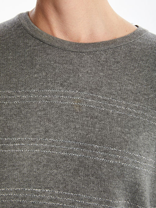 Bisiklet Yaka ?izgili Kad?n Triko Kazak