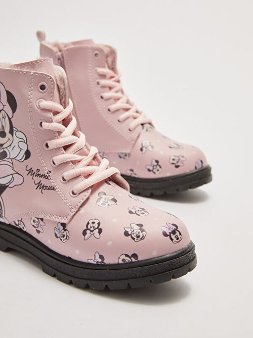 Minnie Mouse Lisansl? Deri G?r?n?ml? Kal?n Taban K?z ?ocuk Bot - Waikiki фото 3