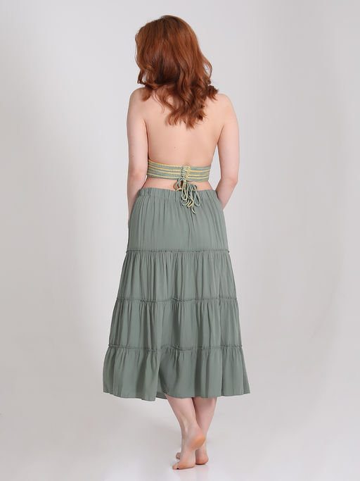 Юбка в стиле бохо из штапеля ярусная - Almond фото 12