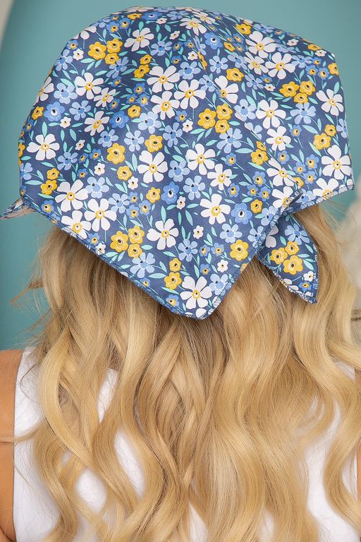 Косынка с козырьком (ромашки, синяя) КК57 - Lt collection фото 3